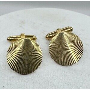 Hayward Vtg MCM Cufflinks Round Gold Tone Starburst Textured Menswear Wedding